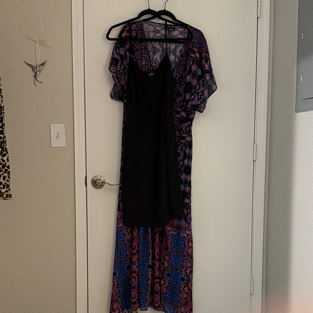 Lane Bryant Black and Blue Maxi Dress